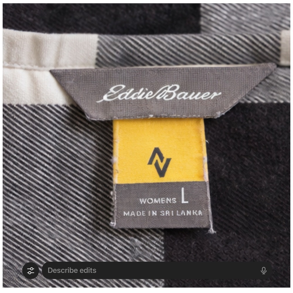 Eddie Bauer Womens Black White‎ Buffalo Plaid Button Down Shirt Large - Picture 4 of 6